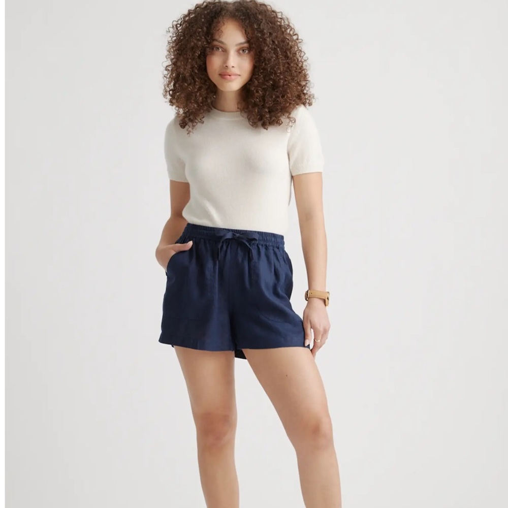 Quince 100% European Linen Navy Women's Shorts
